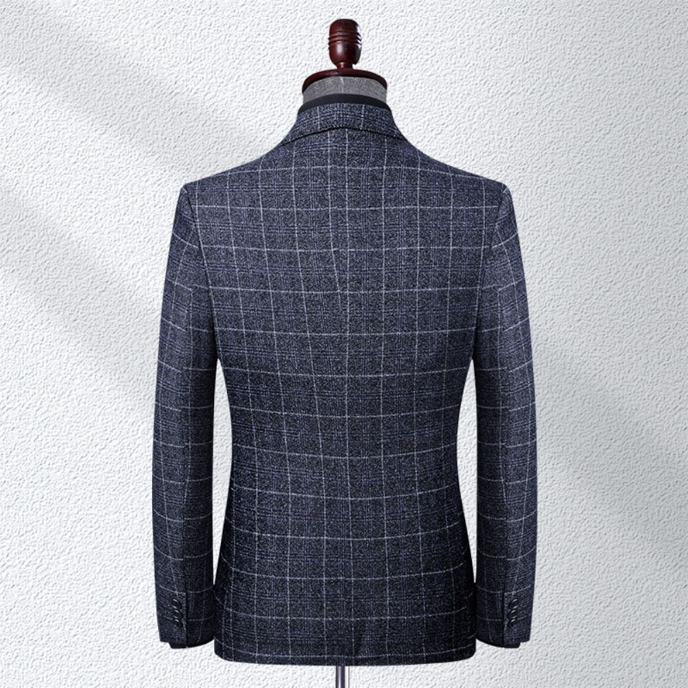 Costume Décontracté Hommes Automne Et Hiver Plaid Petit D'âge Moyen Mince Manteau