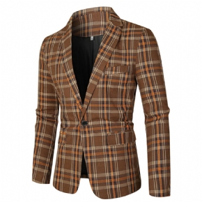 Costume Décontracté Pour Hommes Grande Taille Mode Marron Plaid Chemise Ample