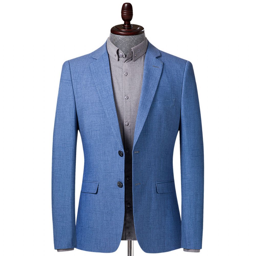 Costume Grille Bleu Printemps Et Automne Mince Décontracté Pour Hommes Slim Fit Petit Veste