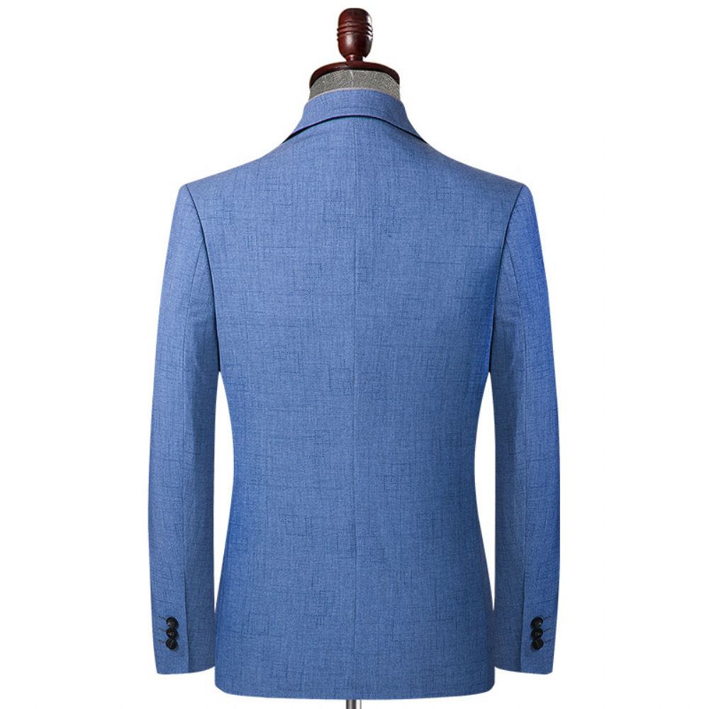 Costume Grille Bleu Printemps Et Automne Mince Décontracté Pour Hommes Slim Fit Petit Veste