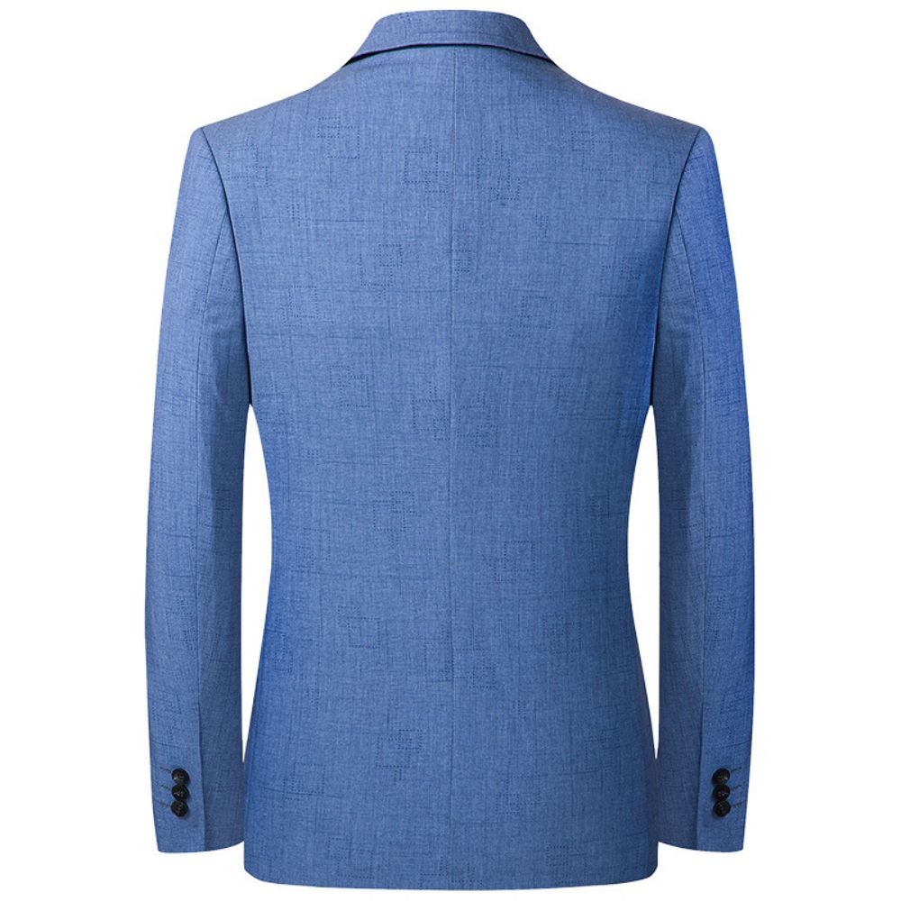 Costume Grille Bleu Printemps Et Automne Mince Décontracté Pour Hommes Slim Fit Petit Veste