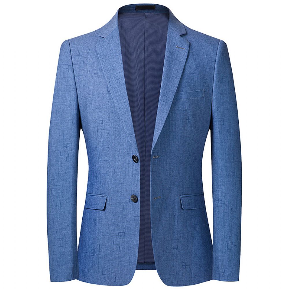 Costume Grille Bleu Printemps Et Automne Mince Décontracté Pour Hommes Slim Fit Petit Veste