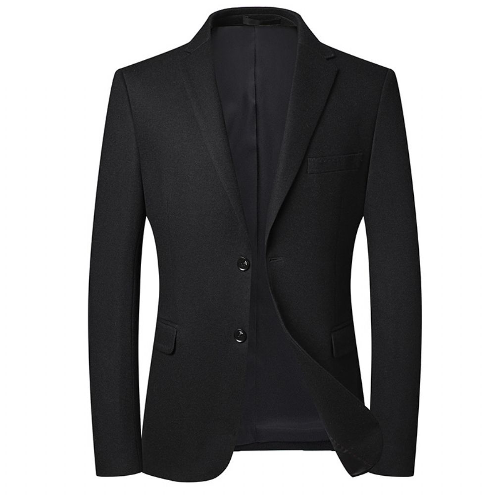 Costume Hommes Casual Slim Pure Black Wool Small Suit Jacket Professional Men's