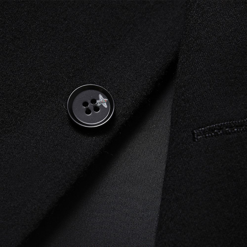 Costume Hommes Casual Slim Pure Black Wool Small Suit Jacket Professional Men's