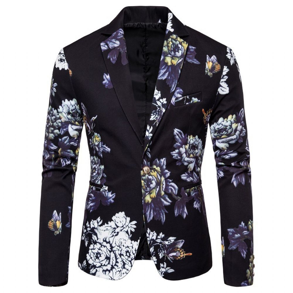 Costume Imprimé Floral Gentleman Business Veste Slim Fleur