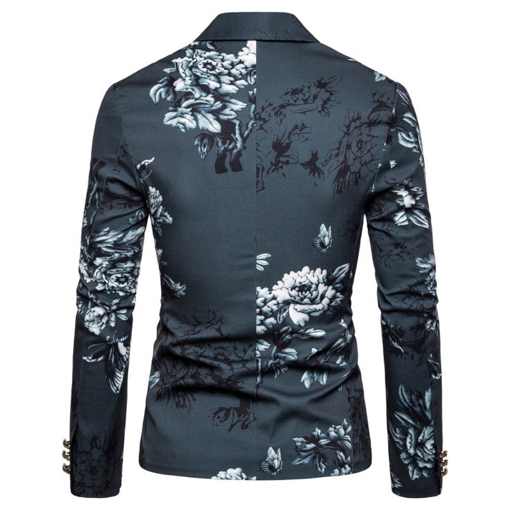 Costume Imprimé Floral Gentleman Business Veste Slim Fleur