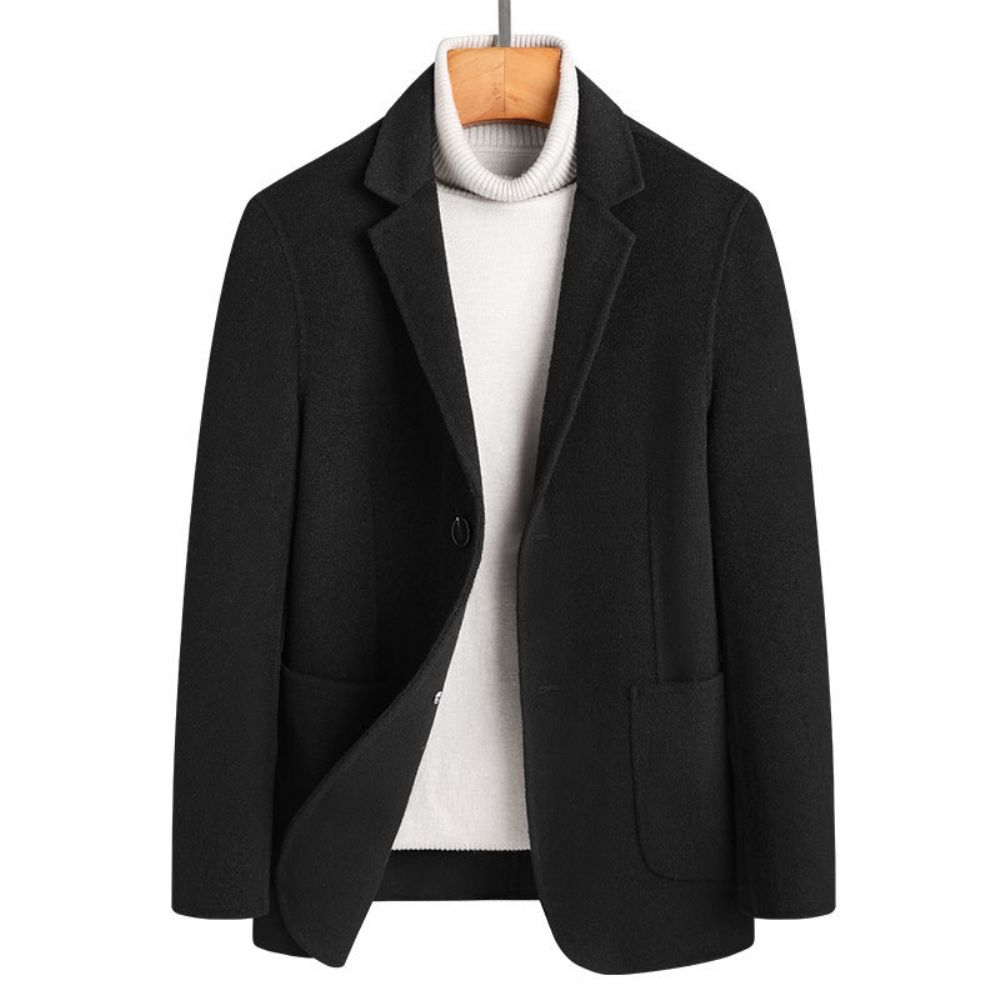 Costume En Laine Pour Hommes 2024 Automne Et Hiver Fait À La Main Manteau Pure Veste Mince Double Face