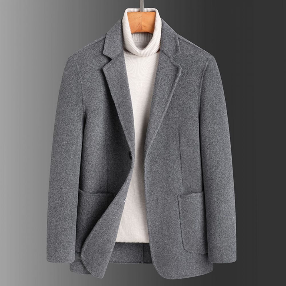 Costume En Laine Pour Hommes 2024 Automne Et Hiver Fait À La Main Manteau Pure Veste Mince Double Face