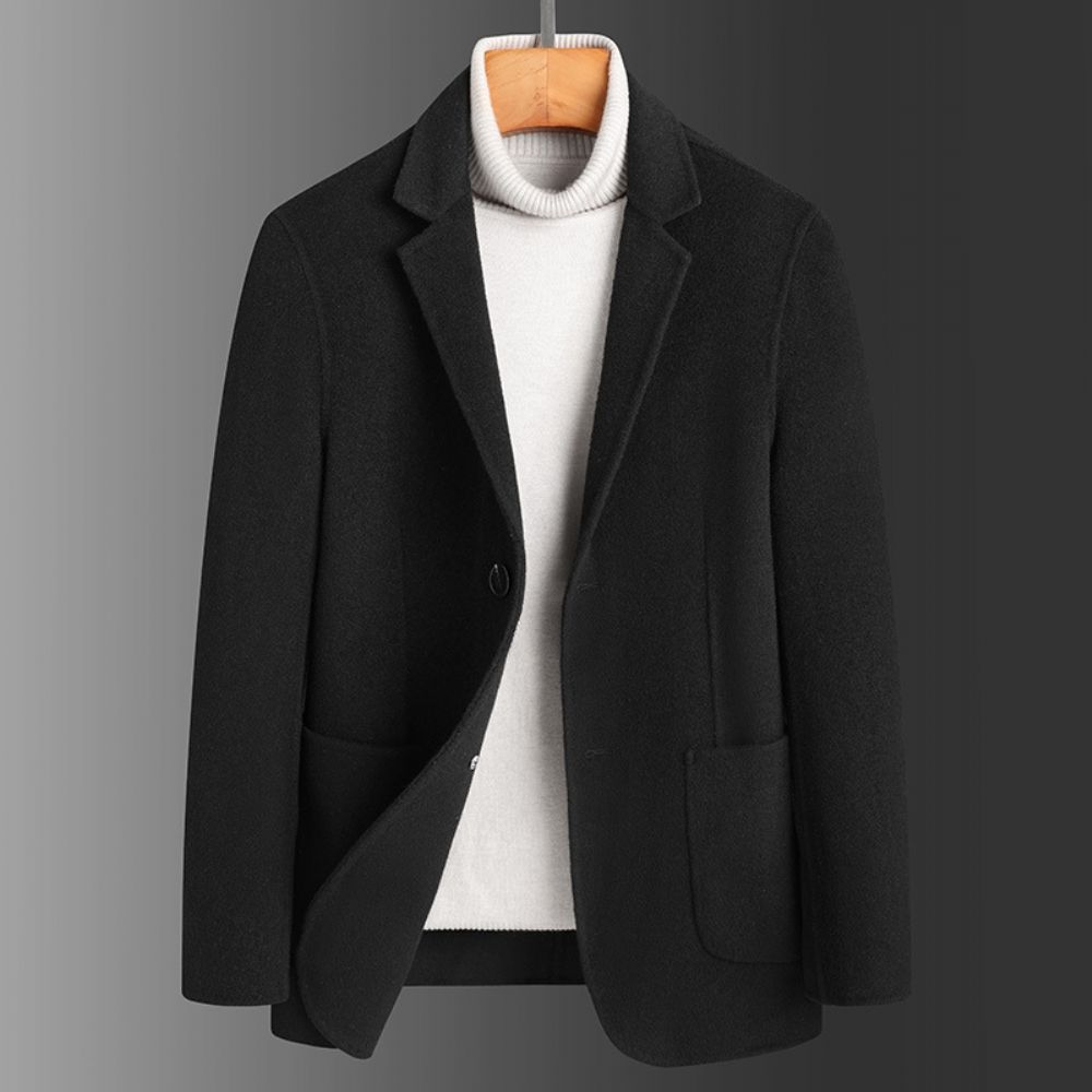 Costume En Laine Pour Hommes 2024 Automne Et Hiver Fait À La Main Manteau Pure Veste Mince Double Face