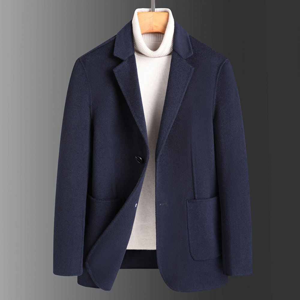 Costume En Laine Pour Hommes 2024 Automne Et Hiver Fait À La Main Manteau Pure Veste Mince Double Face