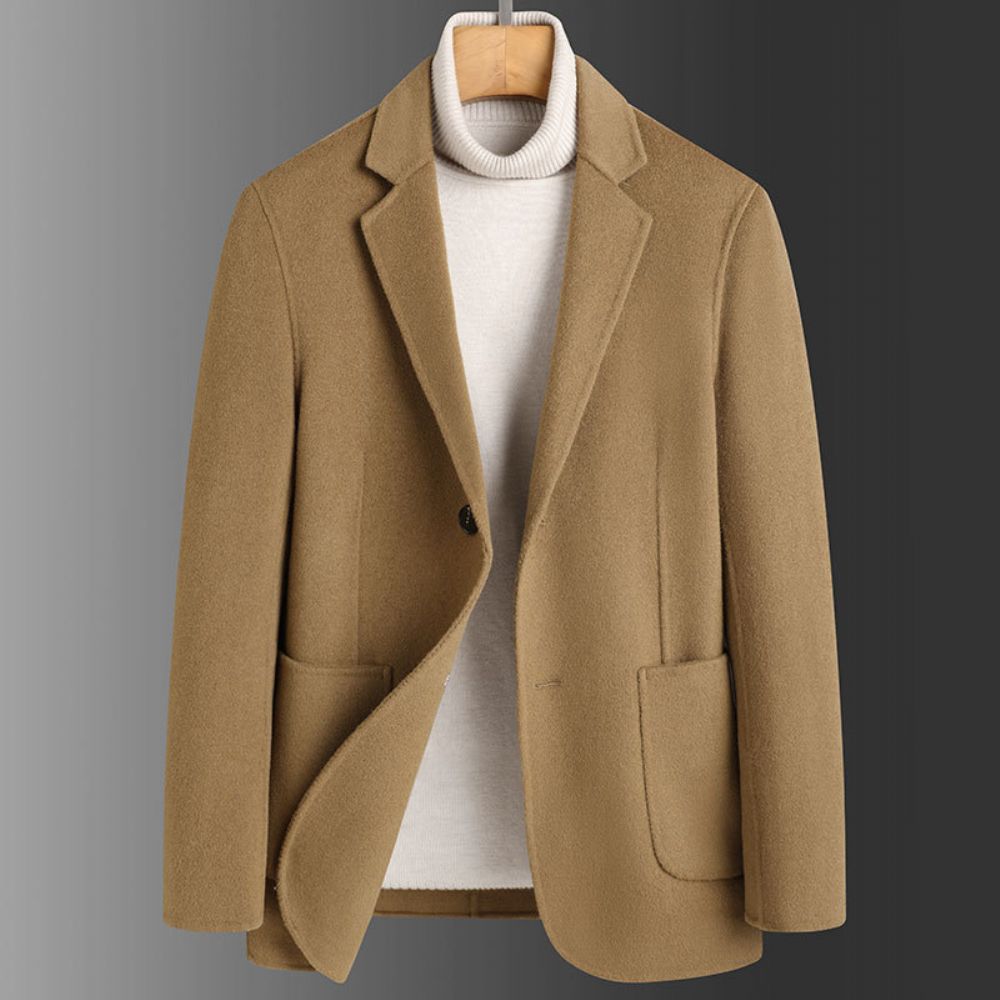 Costume En Laine Pour Hommes 2024 Automne Et Hiver Fait À La Main Manteau Pure Veste Mince Double Face