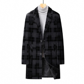 Costume Mi-long Pour Hommes Manteau Mince À Carreaux En Velours Doré Automne Et Hiver Tendance Épaississement Décontracté