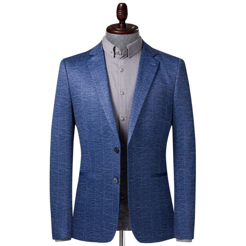 Costume Printemps Automne Hommes Décontracté Slim Fit Petit Bleu Veste