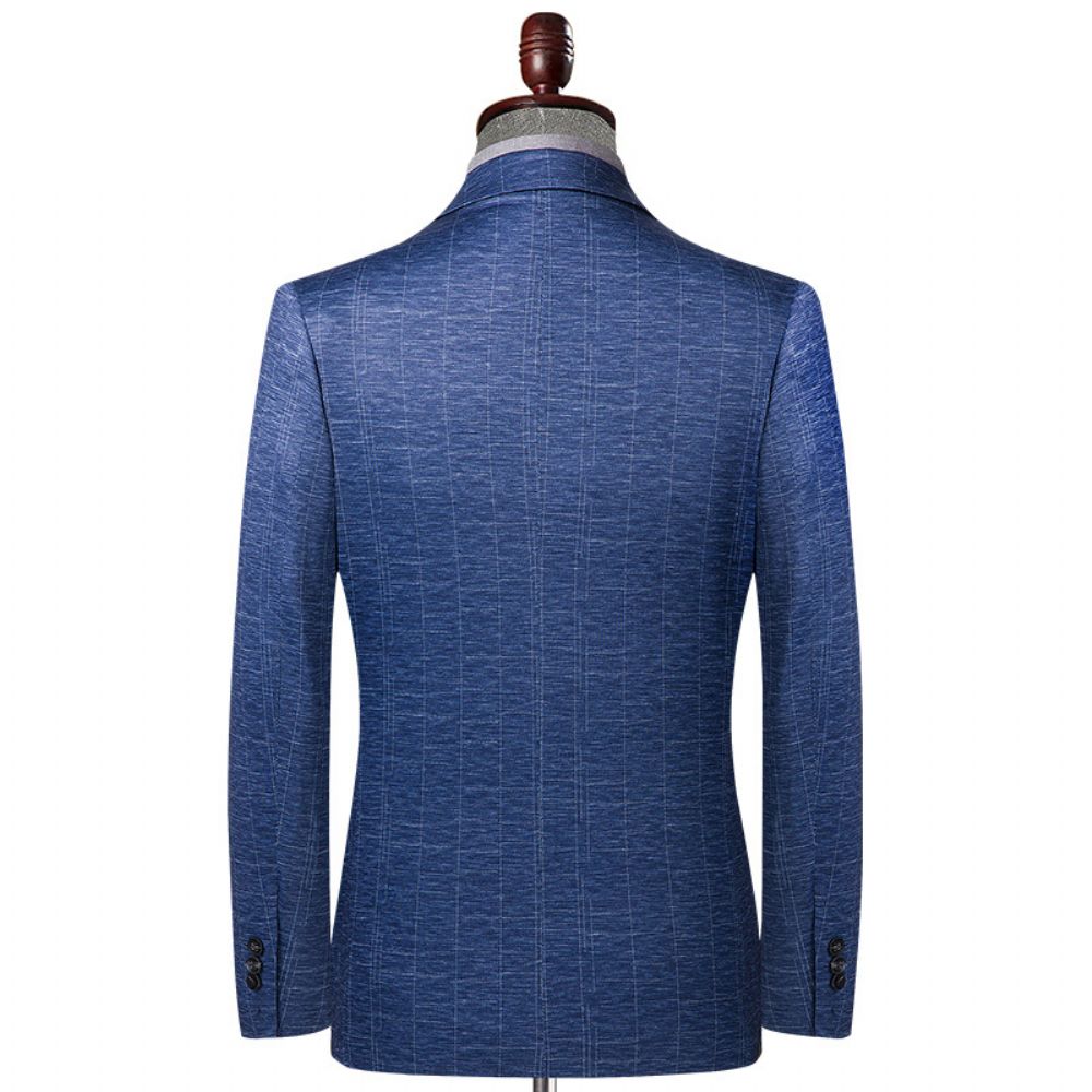 Costume Printemps Automne Hommes Décontracté Slim Fit Petit Bleu Veste