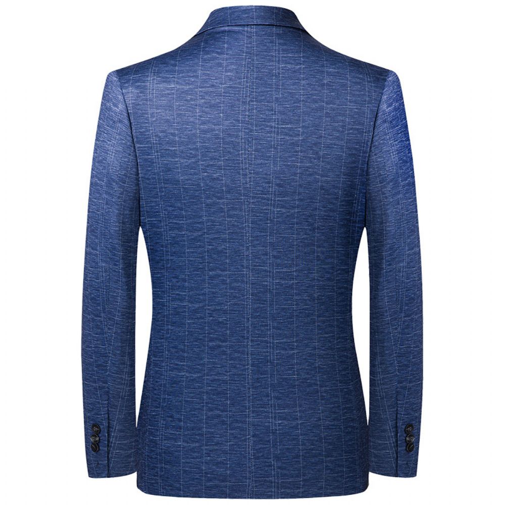 Costume Printemps Automne Hommes Décontracté Slim Fit Petit Bleu Veste