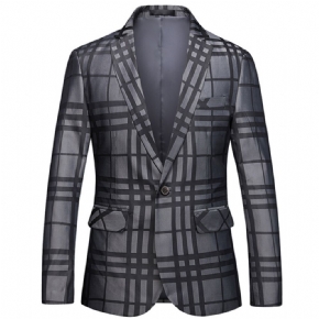 Hommes Business Casual One Button Suit Top Plaid Small Jacket Men