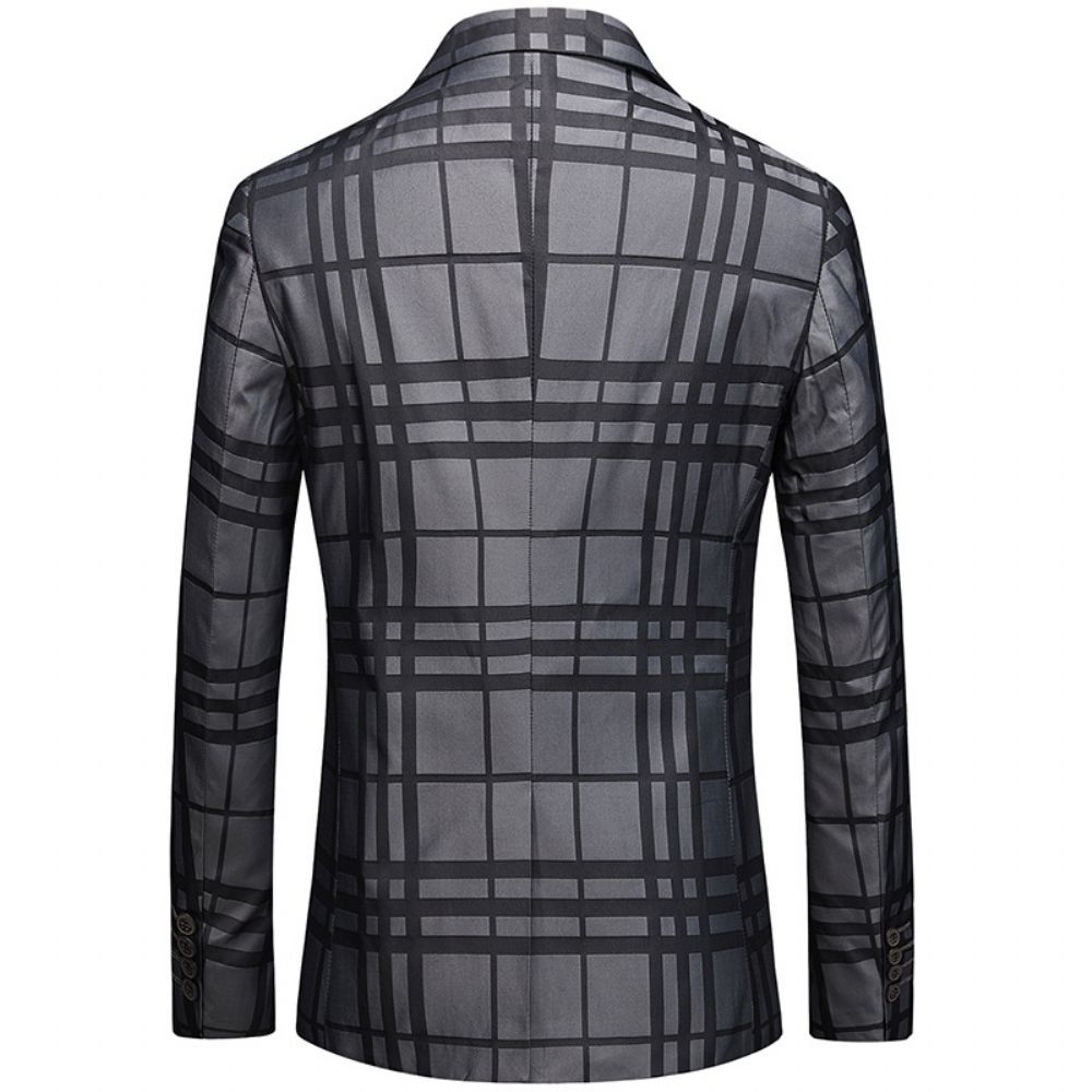 Hommes Business Casual One Button Suit Top Plaid Small Jacket Men