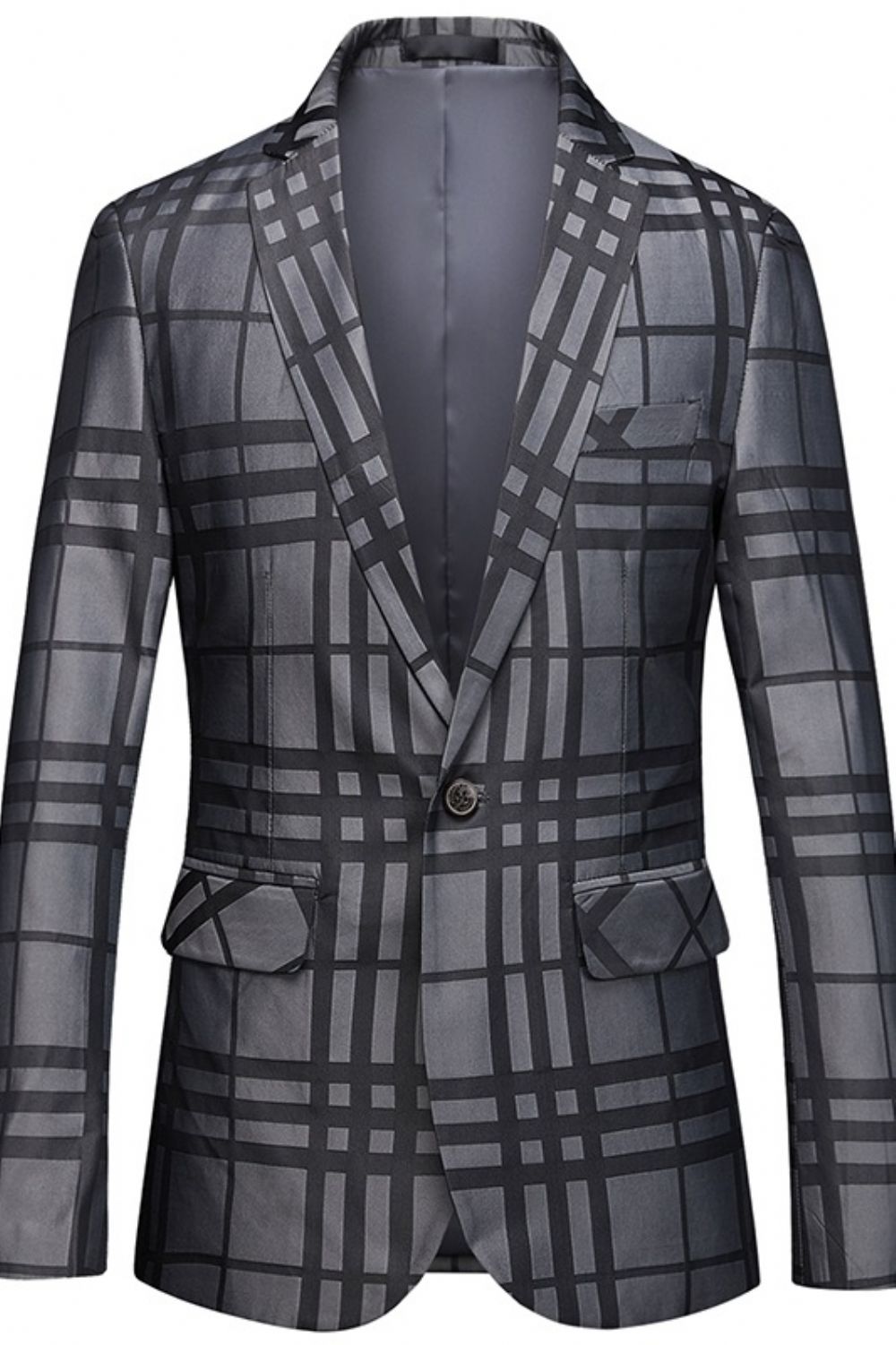 Hommes Business Casual One Button Suit Top Plaid Small Jacket Men