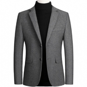 Manteau En Laine D'automne Et D'hiver Veste Costume Pour Hommes Couleur Unie Décontractée