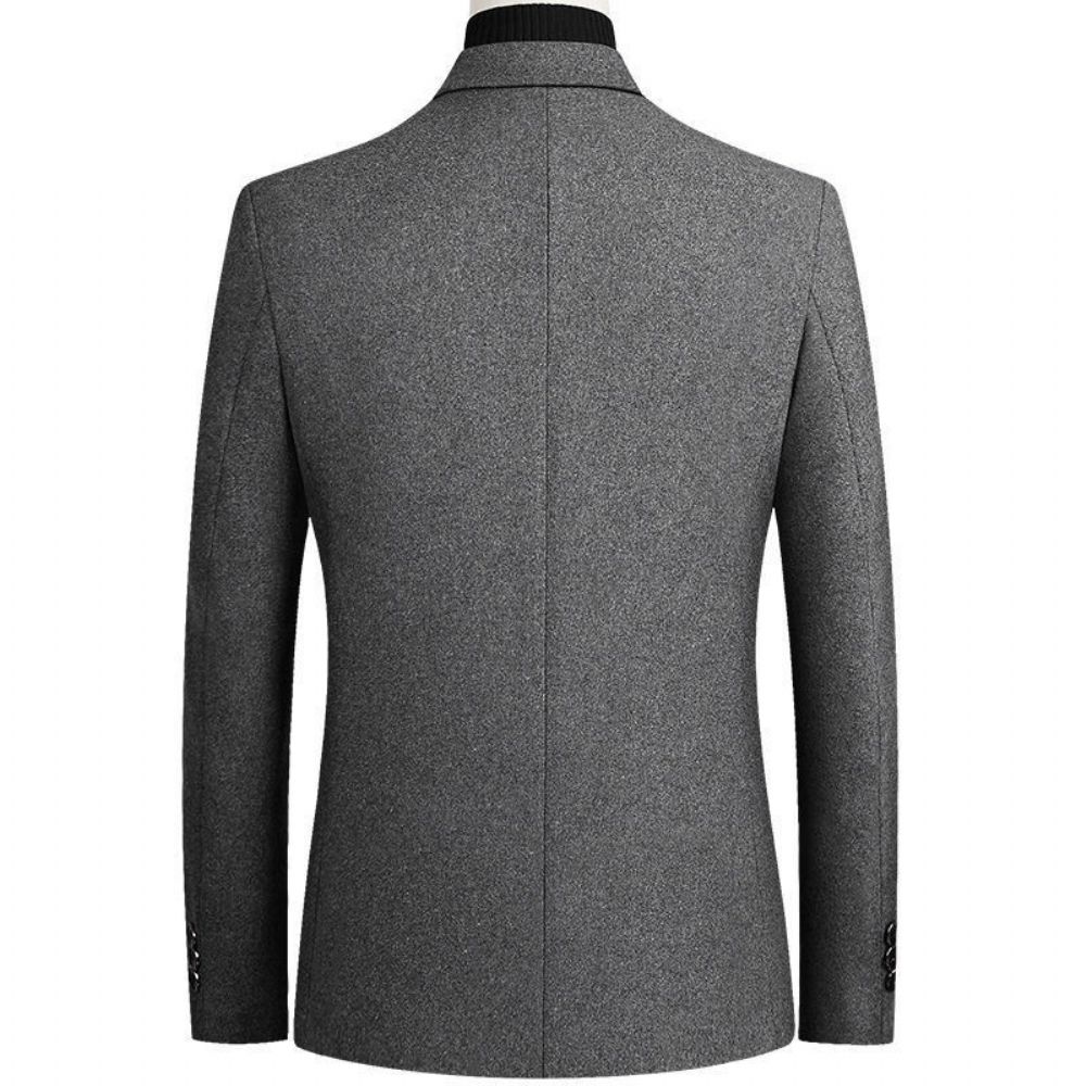 Manteau En Laine D'automne Et D'hiver Veste Costume Pour Hommes Couleur Unie Décontractée