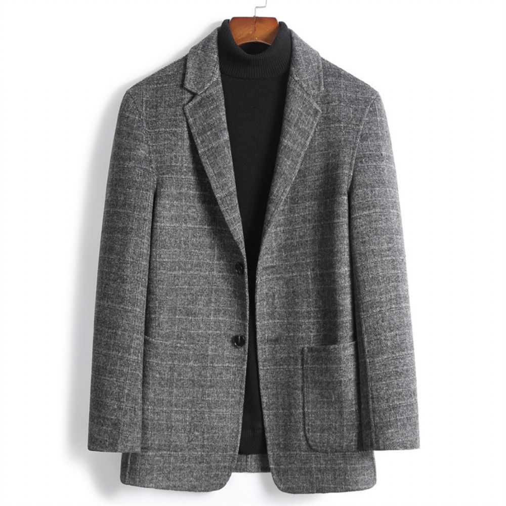 Nouveaux Hommes Occasionnels Double Face Veste En Laine Jeunesse Affaires Décontracté Simple Costume À Carreaux