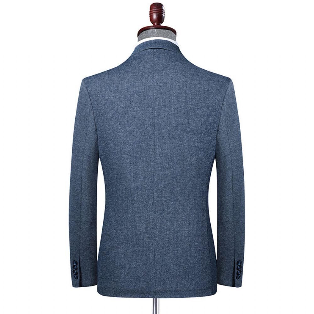 Printemps Et Automne Costume Pour Hommes Tricoté Stretch Décontracté Slim Fit Petit Veste