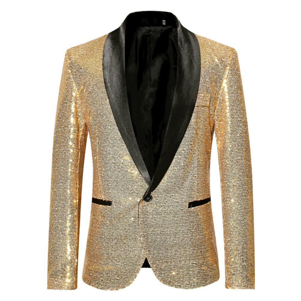 Robe Performance Costume À Paillettes D'or Coréen Discothèque Danse Manteau Pour Hommes