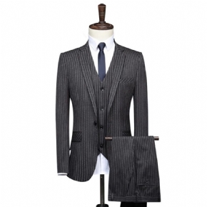 Automne Et Hiver Boutique Gris Bande Costume Hommes Fentes D'affaires Corps Mariage Professionnel