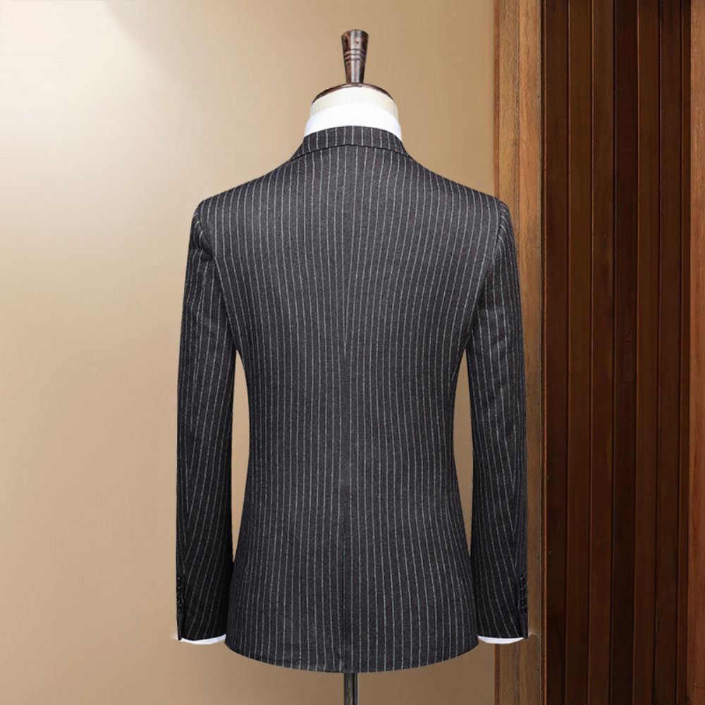 Automne Et Hiver Boutique Gris Bande Costume Hommes Fentes D'affaires Corps Mariage Professionnel