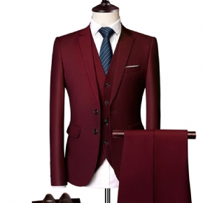 Costume D'affaires Couleur Unie Pour Hommes Printemps Et D'automne