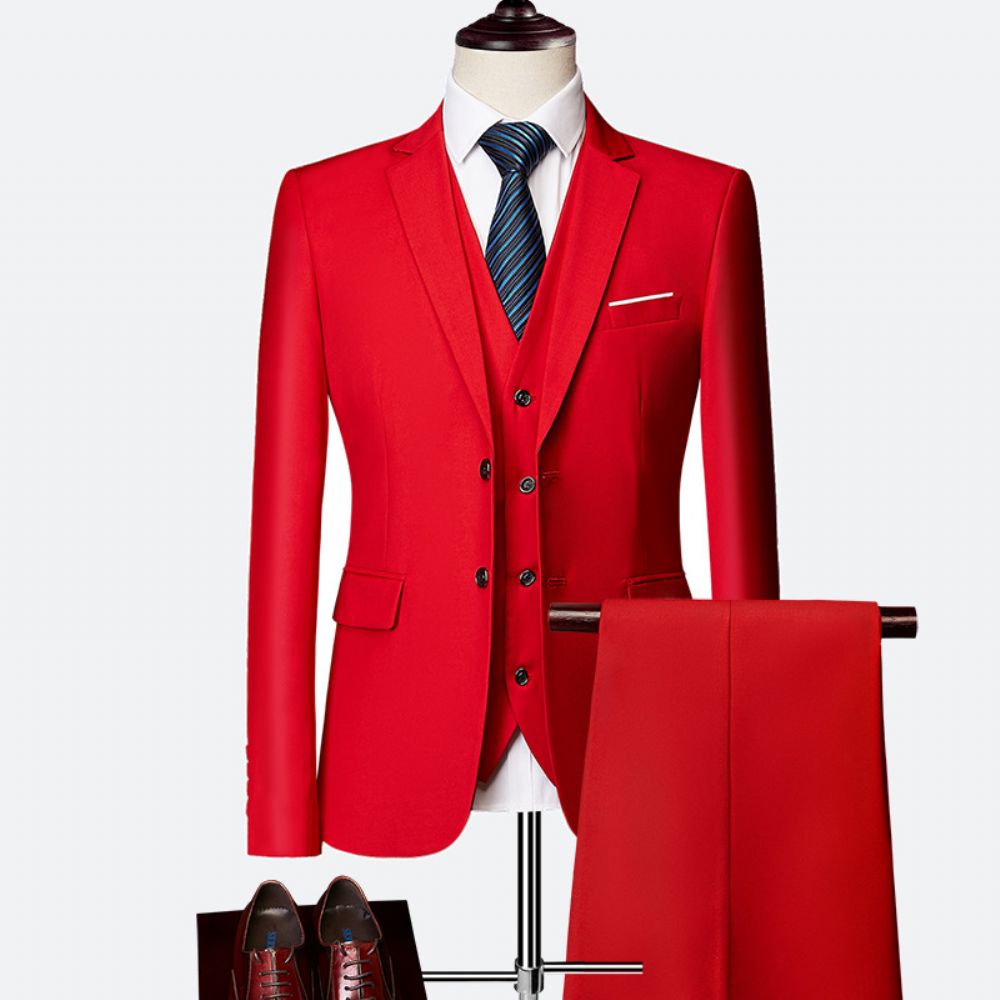 Costume D'affaires Couleur Unie Pour Hommes Printemps Et D'automne