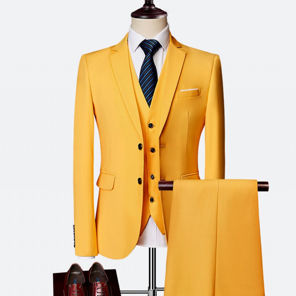 Costume D'affaires Couleur Unie Pour Hommes Printemps Et D'automne