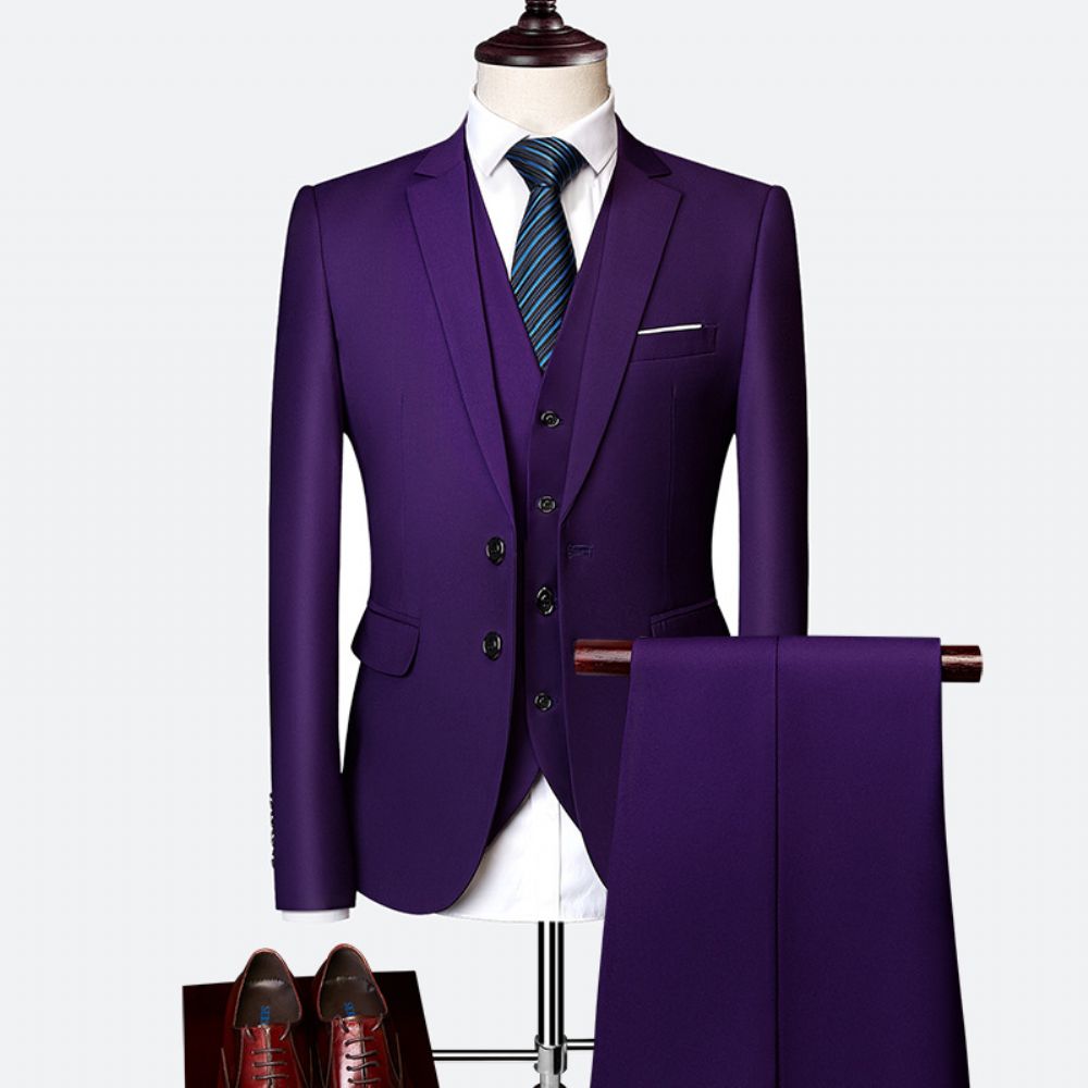 Costume D'affaires Couleur Unie Pour Hommes Printemps Et D'automne