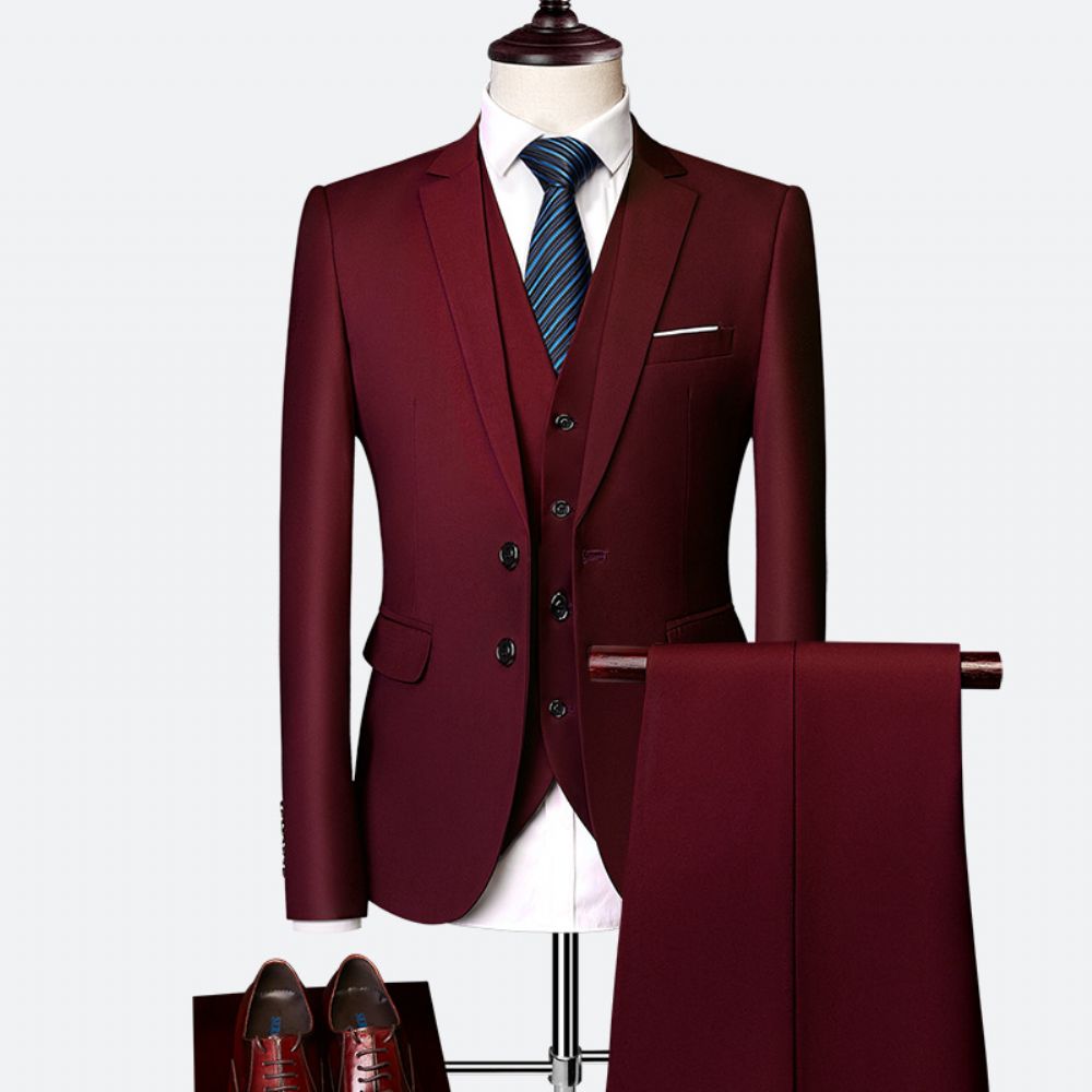 Costume D'affaires Couleur Unie Pour Hommes Printemps Et D'automne