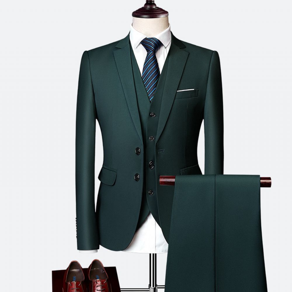 Costume D'affaires Couleur Unie Pour Hommes Printemps Et D'automne