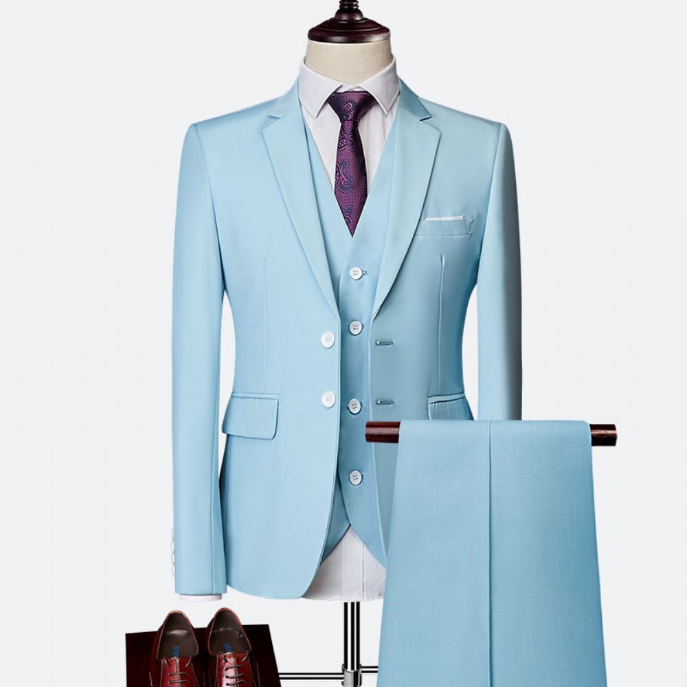 Costume D'affaires Couleur Unie Pour Hommes Printemps Et D'automne