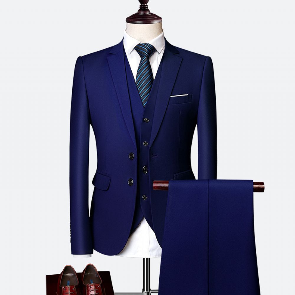 Costume D'affaires Couleur Unie Pour Hommes Printemps Et D'automne