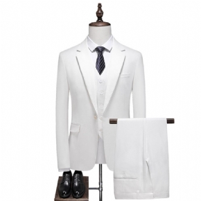 Costume Homme Blanc Taille Plus Décontracté Trois Pièces Slim Groom Robe Mariée