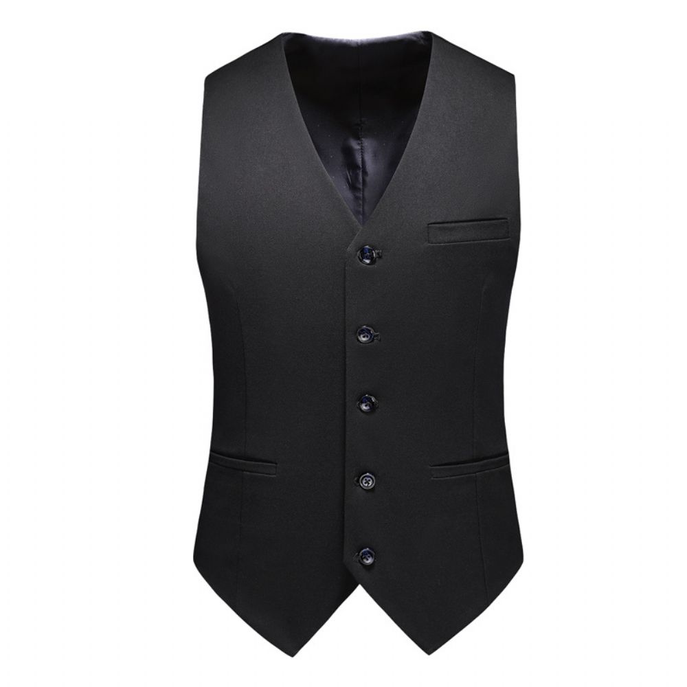 Costume Homme Double Boutonnage Couleur Unie Grande Taille Trois Pièces Slim Marié Robe Mariée