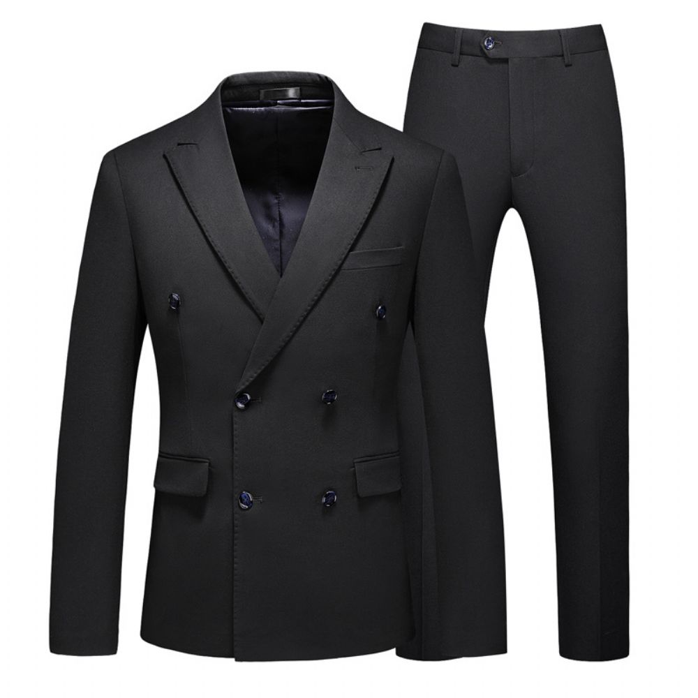 Costume Homme Double Boutonnage Couleur Unie Grande Taille Trois Pièces Slim Marié Robe Mariée