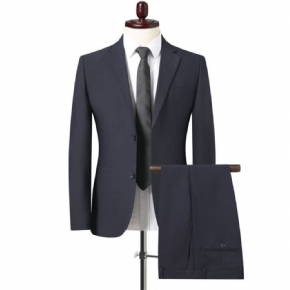 Costume Hommes Couleur Unie Mariage Marié Robe Mince Affaires Travail Professionnel Deux Pièces