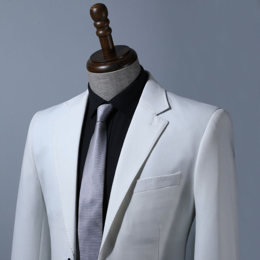 Costume Hommes Mince Blanc Mariage Banquet Décontracté Affaires Formel Trois Pièces