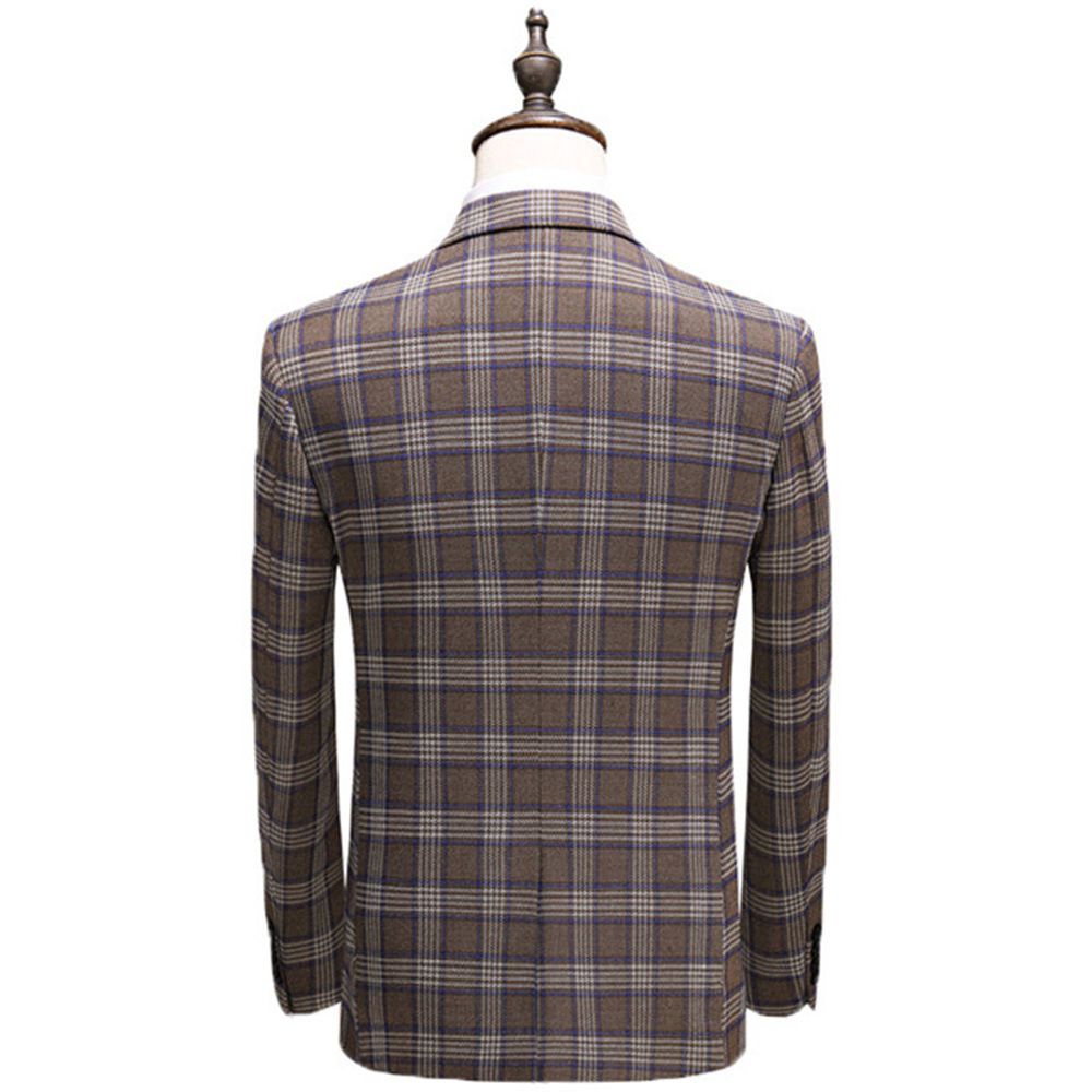 Costume Pour Hommes Trois Pièces Robe Mariée Garçons D'honneur Slim Plaid