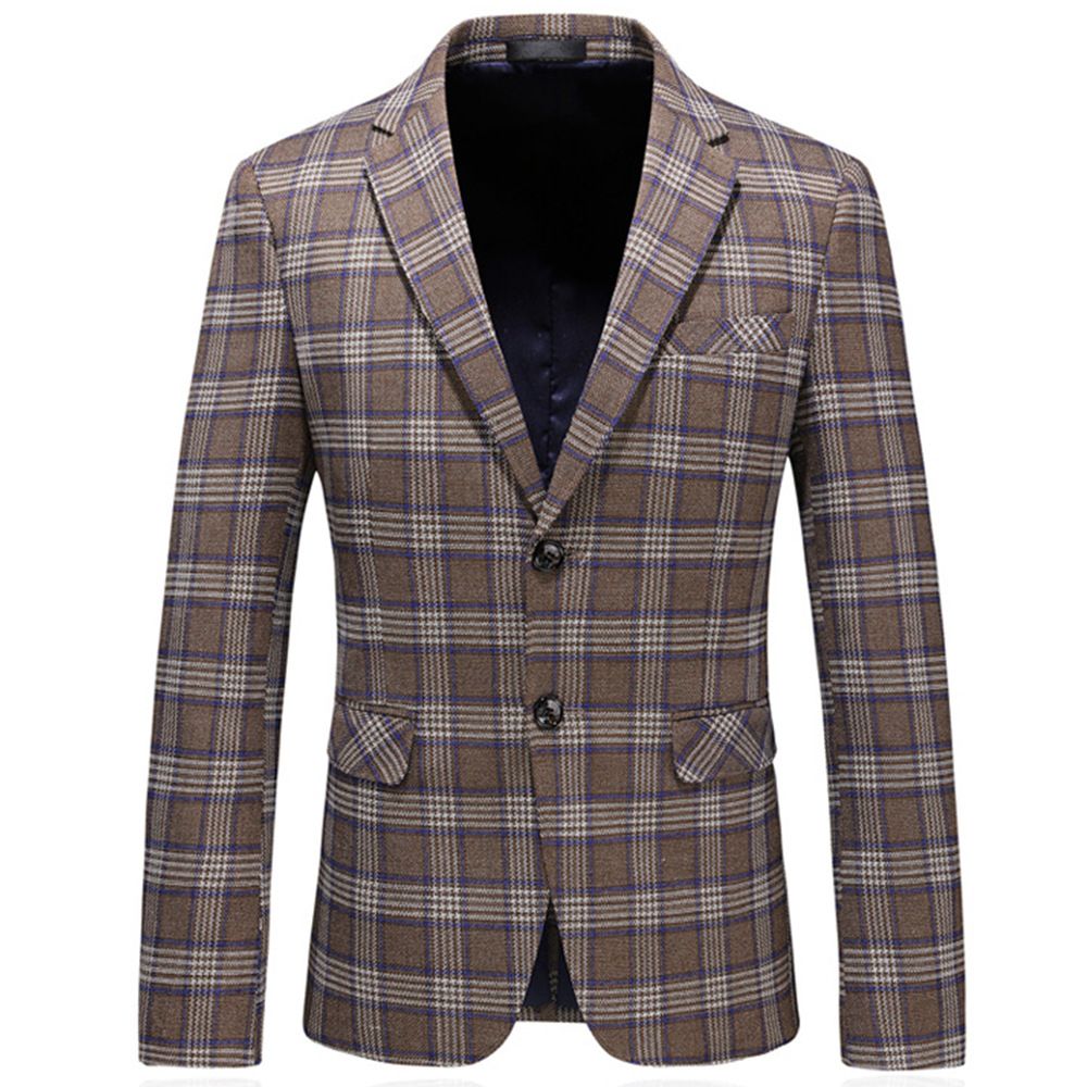 Costume Pour Hommes Trois Pièces Robe Mariée Garçons D'honneur Slim Plaid