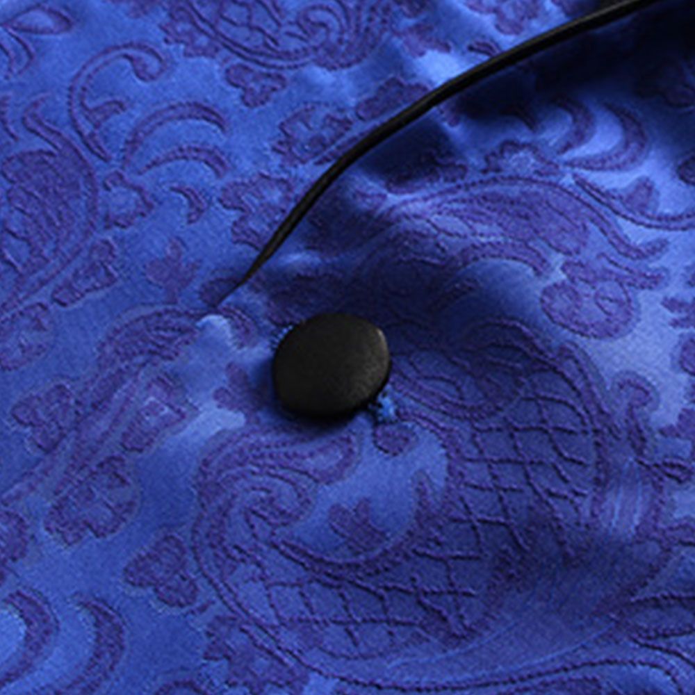 Costume Jacquard Hommes Costumes Bleu Royal Col Saphir Robe Mariée Garçons D'honneur Banquet