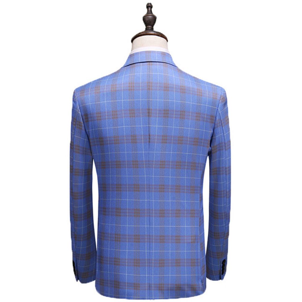 Costume Mariage Hommes À Double Boutonnage Plaid Trois Pièces Robe Mariée Garçons D'honneur Vêtements Tendance