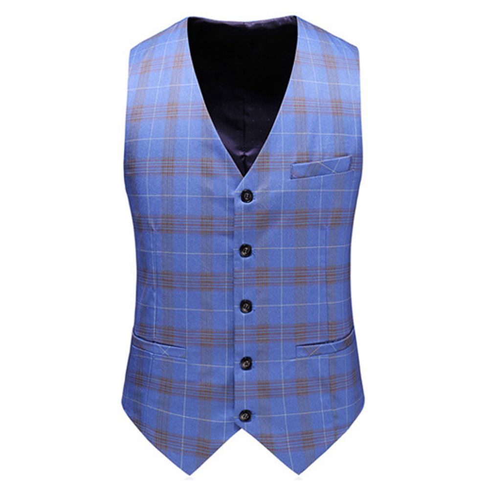 Costume Mariage Hommes À Double Boutonnage Plaid Trois Pièces Robe Mariée Garçons D'honneur Vêtements Tendance