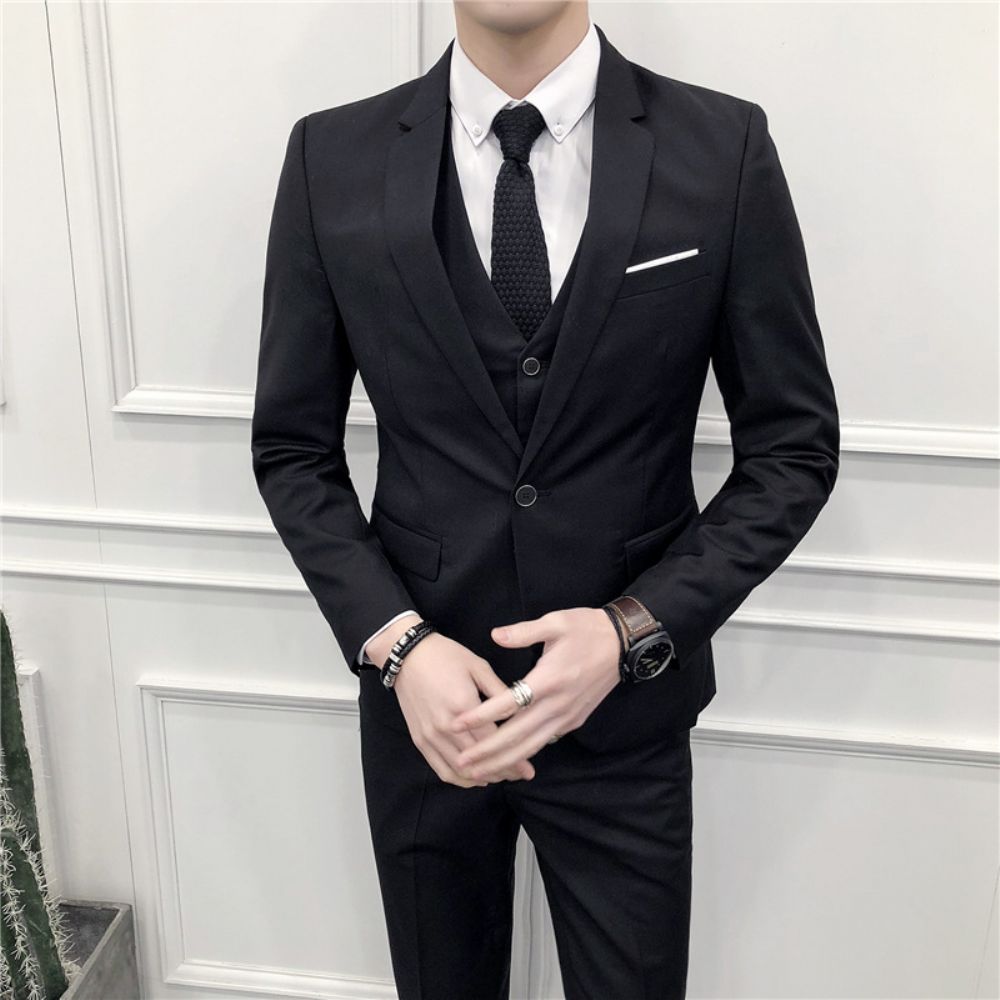 Costume Trois Pièces Hommes Affaires Décontracté Vêtements Professionnels Travail Professionnel Auto-culture Marié Meilleur Homme Mariage