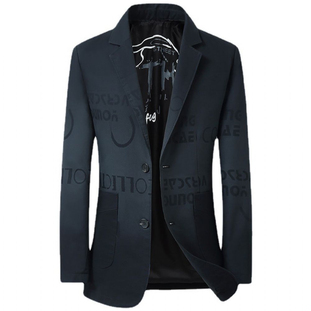 Veste Costume Hommes Décontracté Léger Luxe Style Britannique Impression 3d Mince Coupe Ajustée Petit Tendance La Mode