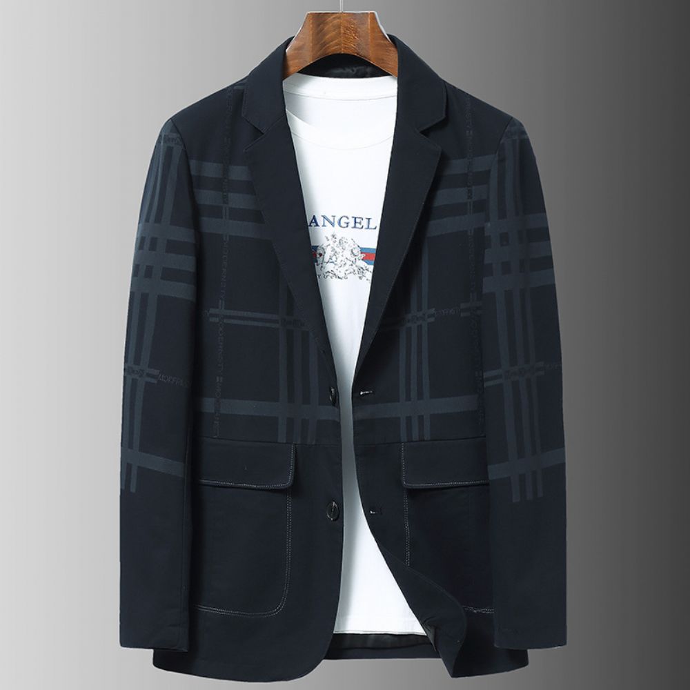 Veste Costume Printemps Décontracté Pour Hommes Luxe Léger Style Britannique Imprimé Mince Coupe Ajustée Petit